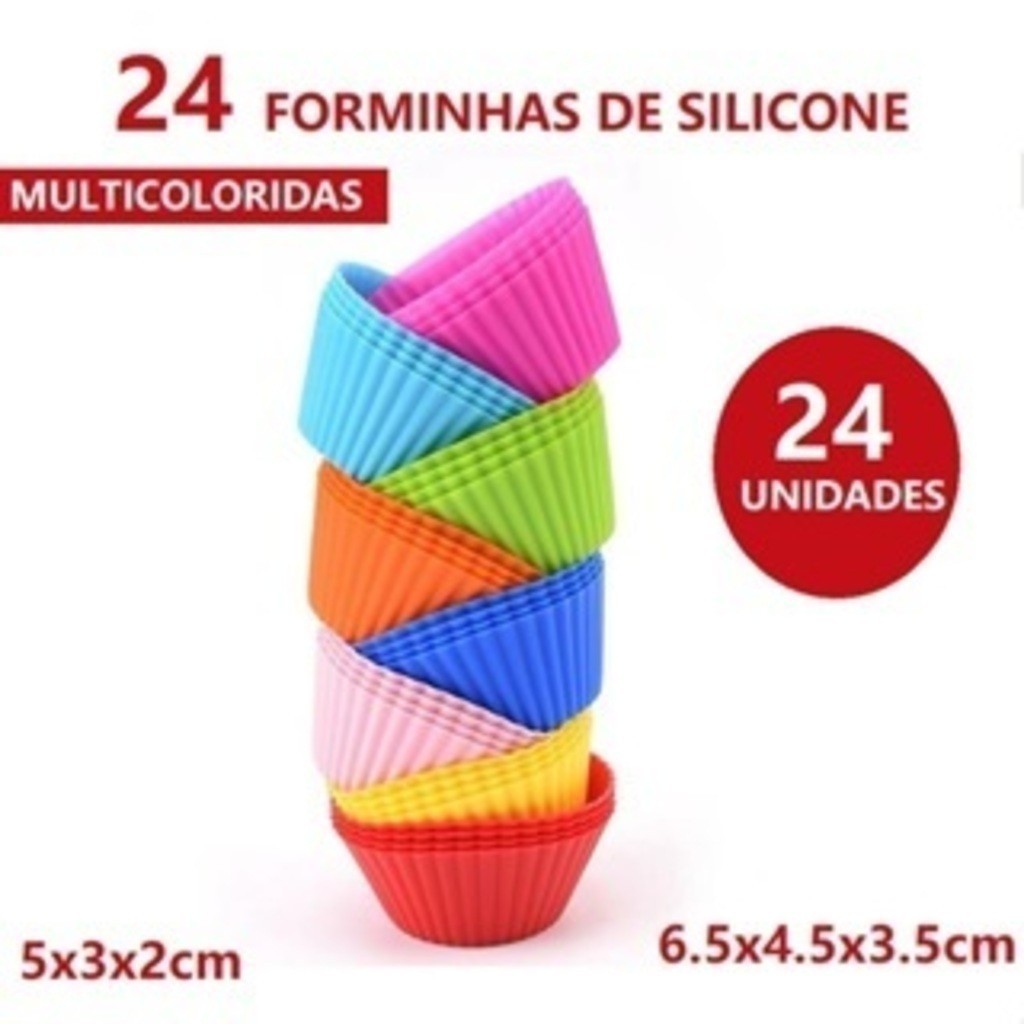 Forminhas 24 Unidades Forma Redonda 6.5x4.5x3.5cm Silicone O