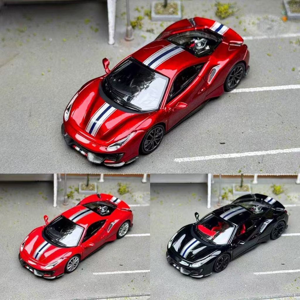 TOC 1/64 Ferrari 488 Pista Modelos de carros Liga de fundição Modelos de carros Carros de brinquedo Ornamentos
