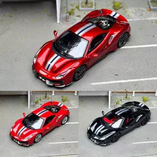 TOC 1/64 Ferrari 488 Pista Modelos de carros Liga de fundição Modelos de carros Carros de brinquedo Ornamentos