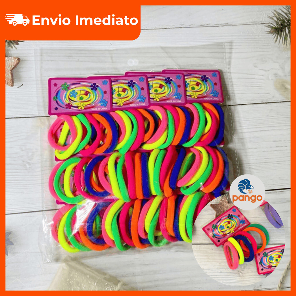 Kit Rabicó de Cabelo Azul Verde Amarelo Xuxinha Elastico Acessório em Oferta na Shopee