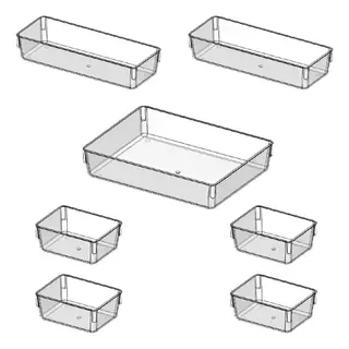 Kit 7 Organizador Multiuso Modular Acrílico Cristal Maquiagem Gavetas em Oferta na Shopee