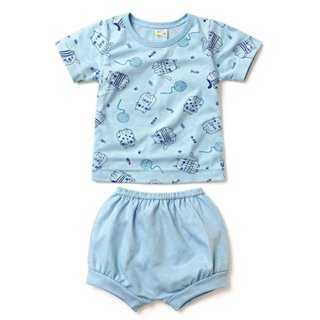 Pijama Bebê Curto Azul Gatinho Masculino Baratinha Tecido Malha - (P/M/G/1/2/3) em Oferta na Shopee