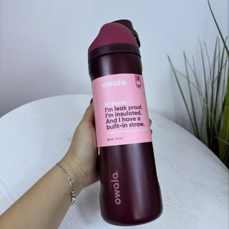 Garrafa De Água Isolada De Aço Inoxidável Owala FreeSip Com Canudo