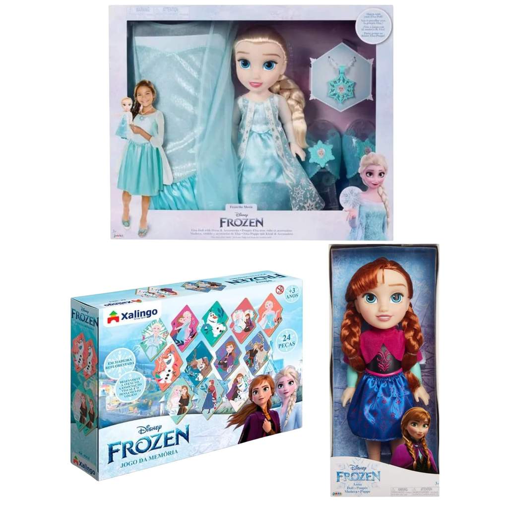 Kit Frozen Disney: Bonecas Elsa e Anna + Jogo da Memória 24 Peças ...