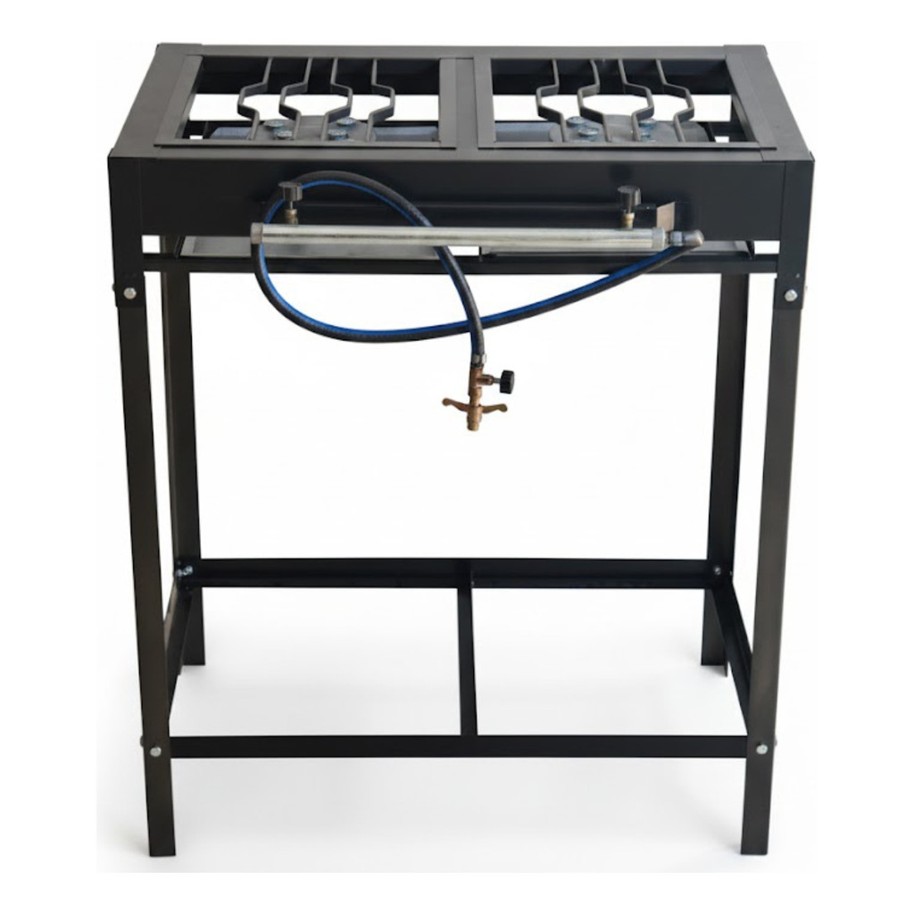 Fogão Industrial 2 Bocas Em Aço Preto E Registro De Gás