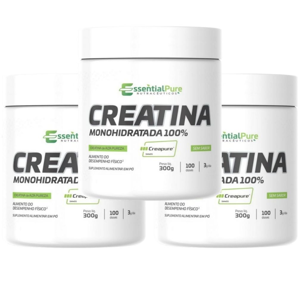 Kit 3 Creatina 300g Monohidratada 100% Pura Sem Sabor Creapure ...