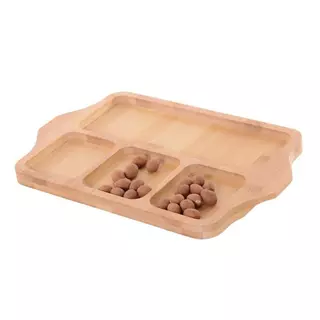 Petisqueira de Bambu Retangular Tábua com 4 Divisórias 28x18cm em Oferta na Shopee
