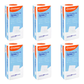 Kit 6x Algodão 100un Quadrado Bebê Sem Perfume Limpeza Macio 600 UNIDADES