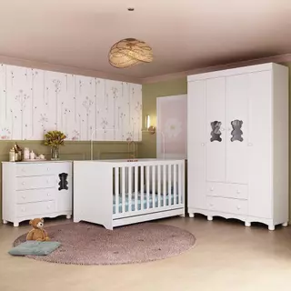 Quarto de Bebê Completo com Berço Americano 3 em 1 Ternura Multimóveis MP4647 em Oferta na Shopee