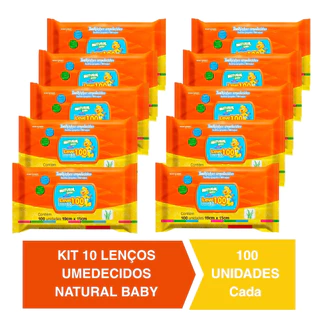 Kit C/10 Lenços Umedecidos Natural Baby 100un Cada Evergreen em Oferta na Shopee