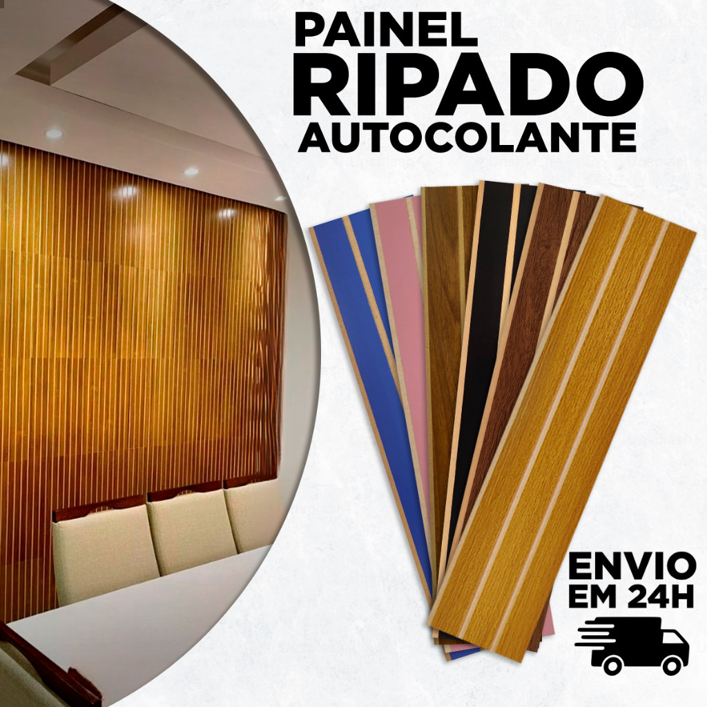 Kit de Placas Painel Ripado MDF Autocolante 45x11cm – Decoração Moderna ...