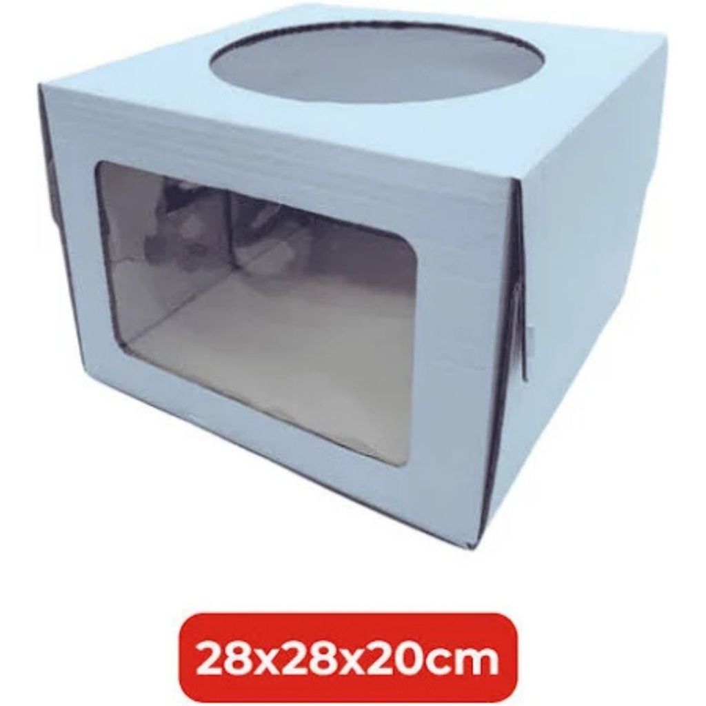 Caixa para Bolo 28x28x20cm com Duplo Visor Cia dos Produtos 