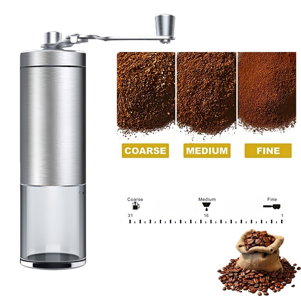 Moedor De Café Manual Em Aço Inox E Cerâmica Com Ajuste De M
