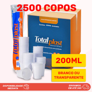 2500 Copos Descartáveis PS 200ml para Festas e Eventos Totalplast