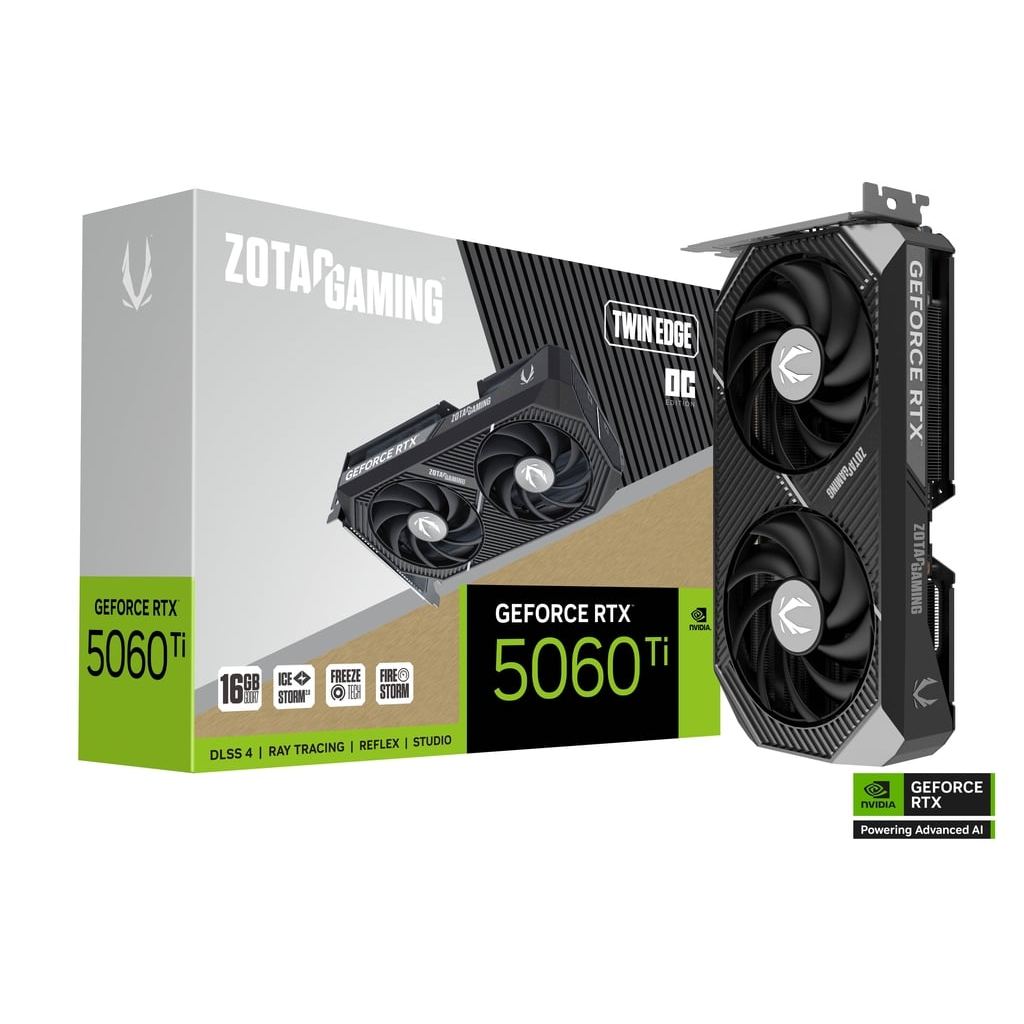 Placa De Video Zotac Gaming Geforce RTX 5060 TI 16gb Twin Edge OC - ZT-B50620H-10M