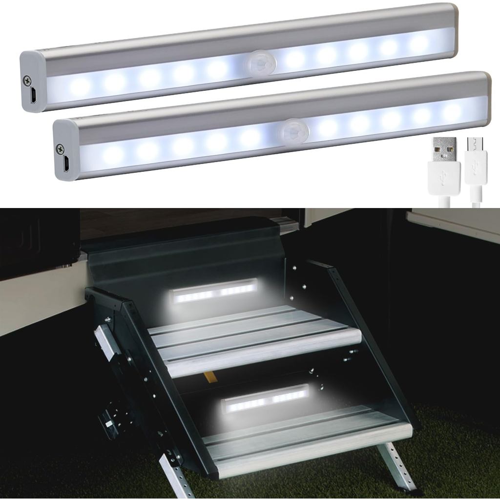 Motion Activated RV Step Lights, 10 LED USB Rechargeable RV Motion ...