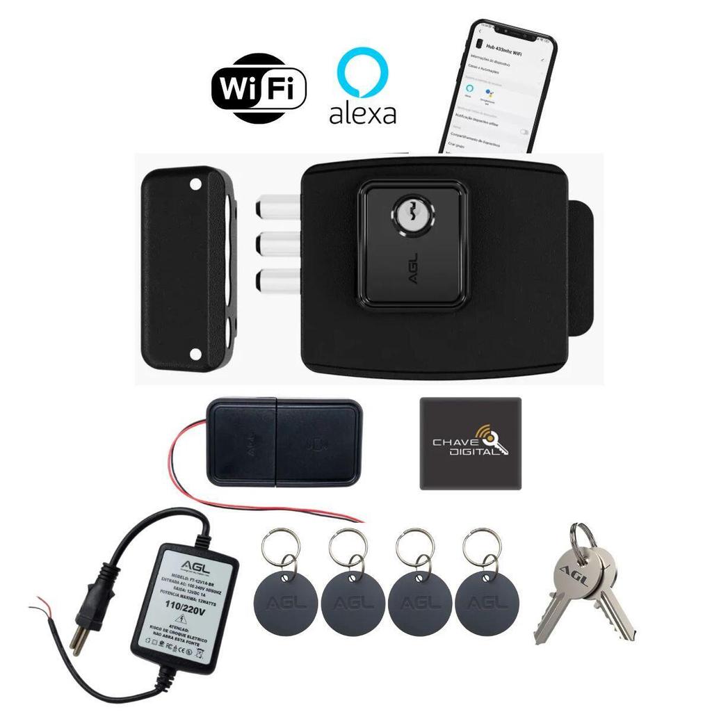 KIT FECHADURA ELETRÔNICA WIFI PARA PORTÃO 13,56MHZ 12V ULTRA MAGIC