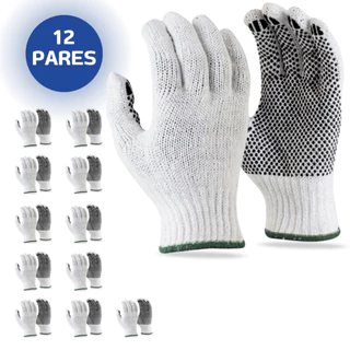Kit 12 Pares Luva Tricotada Pigmentada Multiuso Construção