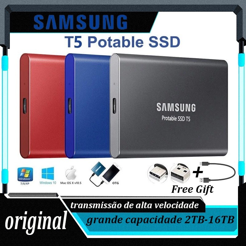 Original💯] SAMSUNG T5 1TB-128TB Unidade SSD Externa De Estado