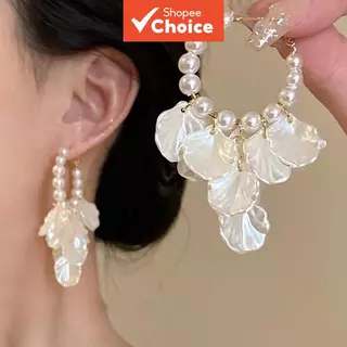 Brincos de Pendurar em Pérola de Concha Branca para Mulheres, Tema Oceano, Joias de Verão Leves para Praia. em Oferta na Shopee