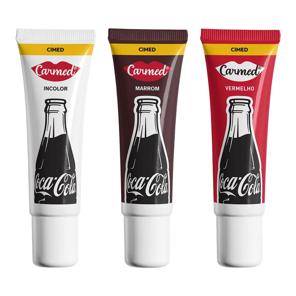 Kit com 3 Hidratante Labial Carmed Coca-Cola ( Vermelho, Incolor e ...