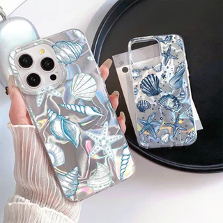 Capa Para Samsung A16 A15 A56 A36 A55 5G A54 A14 A05S A34 A35 A32 A13 A04E Ondas De Água Doodle Estrela Do Mar Concha Co