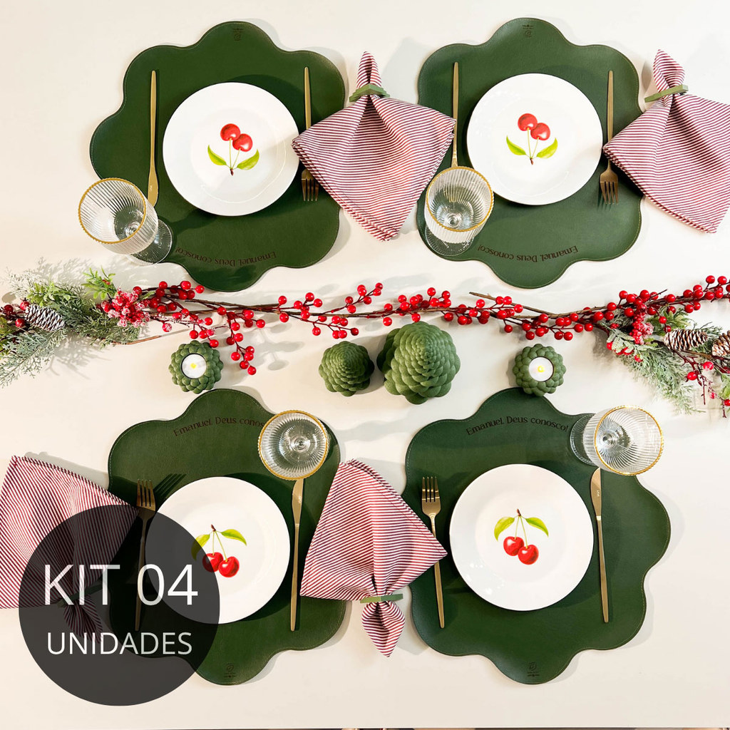 Kit 4 Americanos em Couro Ecológico Verde - Coleção Emanuel | Shopee Brasil