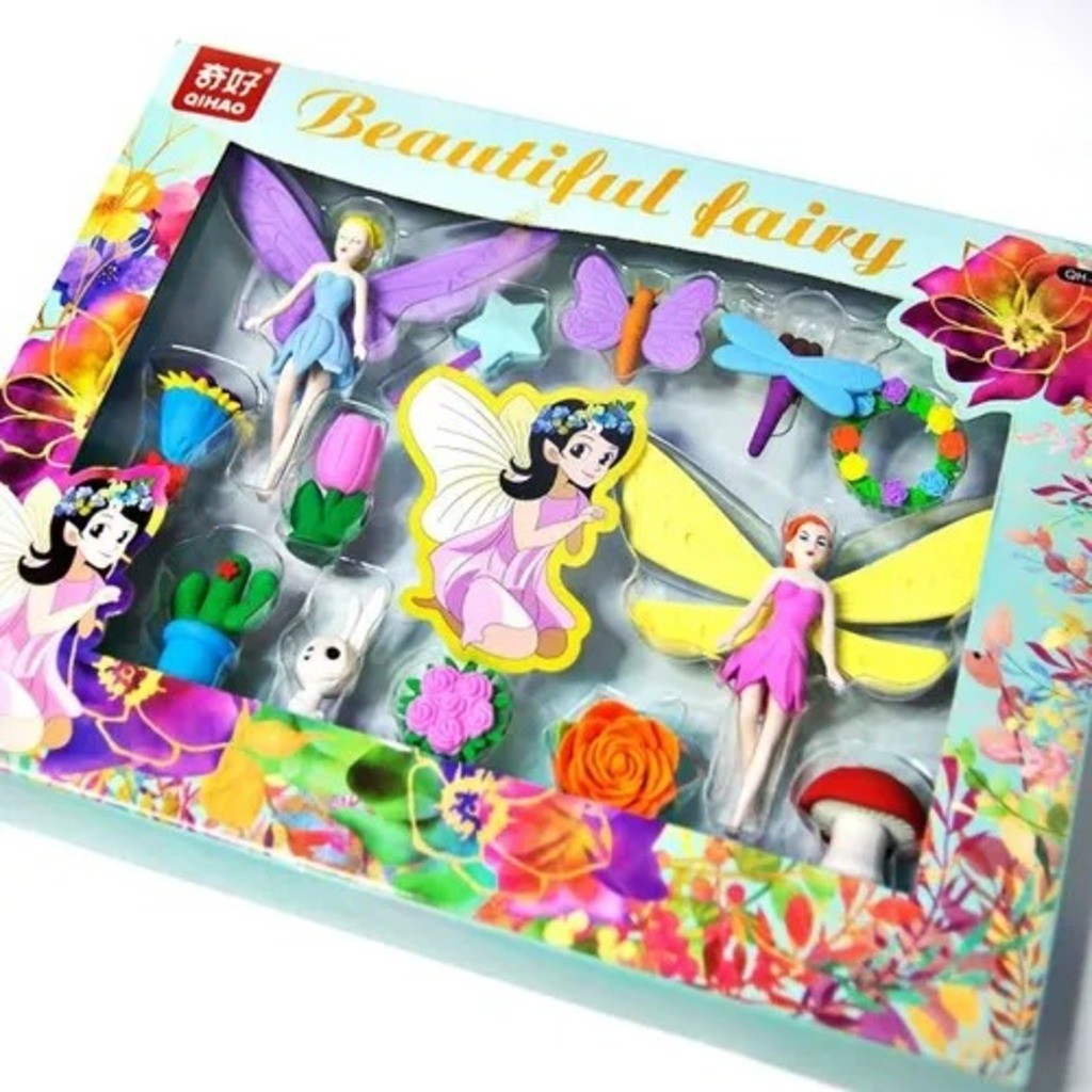 Borracha Kawaii Fadas – Kit com 13 Peças Beautiful Fairy para Crianças