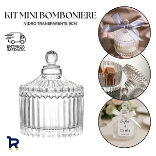 Kit Mini Bomboniere Potiche Vidro com Tampa 90ml - 40 Unidades Lembrancinha Casamento Batizado Festa