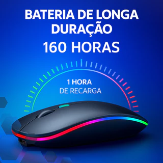 Mouse Sem Fio Bluetooth com Iluminacao RGB Conexao Dupla e Design Ambidestro para PC e Notebook