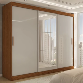 Guarda-Roupa Casal Harvard 3 Portas 2 Gavetas com Espelho 100% Mdf - Panorama Móveis em Oferta na Shopee