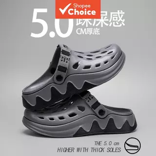 Sandálias Masculinas Vazadas Para Atividades Ao Ar Livre – Chinelos Leves Com Aumento De Altura , Antiderrapantes E Resp em Oferta na Shopee