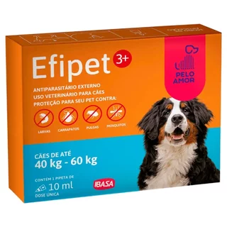 Antiparasitário Ibasa Efipet 3+ para Cães de 40 a 60Kg - Pipeta 10ml em Oferta na Shopee