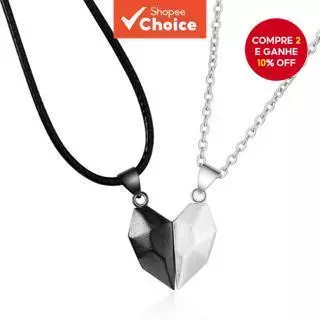 Conjunto De Colar De Casal De Coração Magnético Combinando Com Corrente De Clavícula Pingente De Amor Para Casais