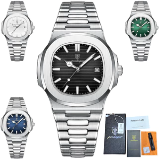 POEDAGAR Relógio 613 Masculino Luminoso Quartzo Aço Inoxidável Luxo À Prova D'água De Pulso Acessórios Para Presentes