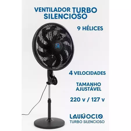 Ventilador Turbo Max 9 Hélices – 4 Velocidades Silencioso 220v-110v Direto Da Fábrica