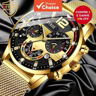 DEYROS Calendário Masculino Relógio De Moda Quartzo em Oferta na Shopee