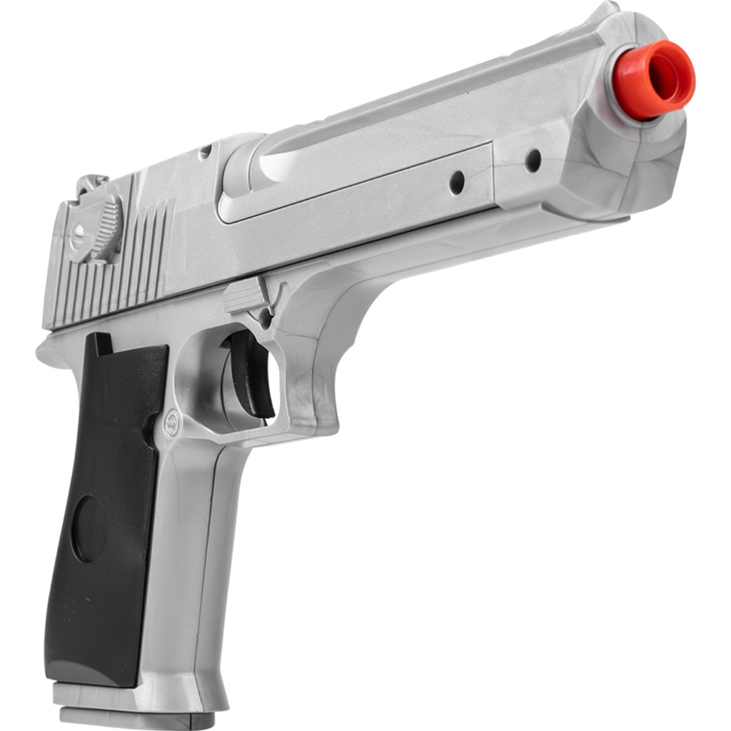 Pistola Airsoft Desert Eagle V30 Mola (Spring) Prata - 144 FPS, Ferrolho Móvel, Trilho 22mm