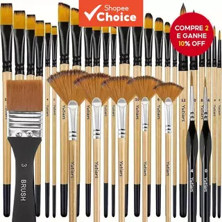 Conjunto De Pincéis De 32/28 Unidades/, Série Artística , Cerdas De Nylon Com Redondo , Filbert , Plano , Leque , Ângulo em Oferta na Shopee