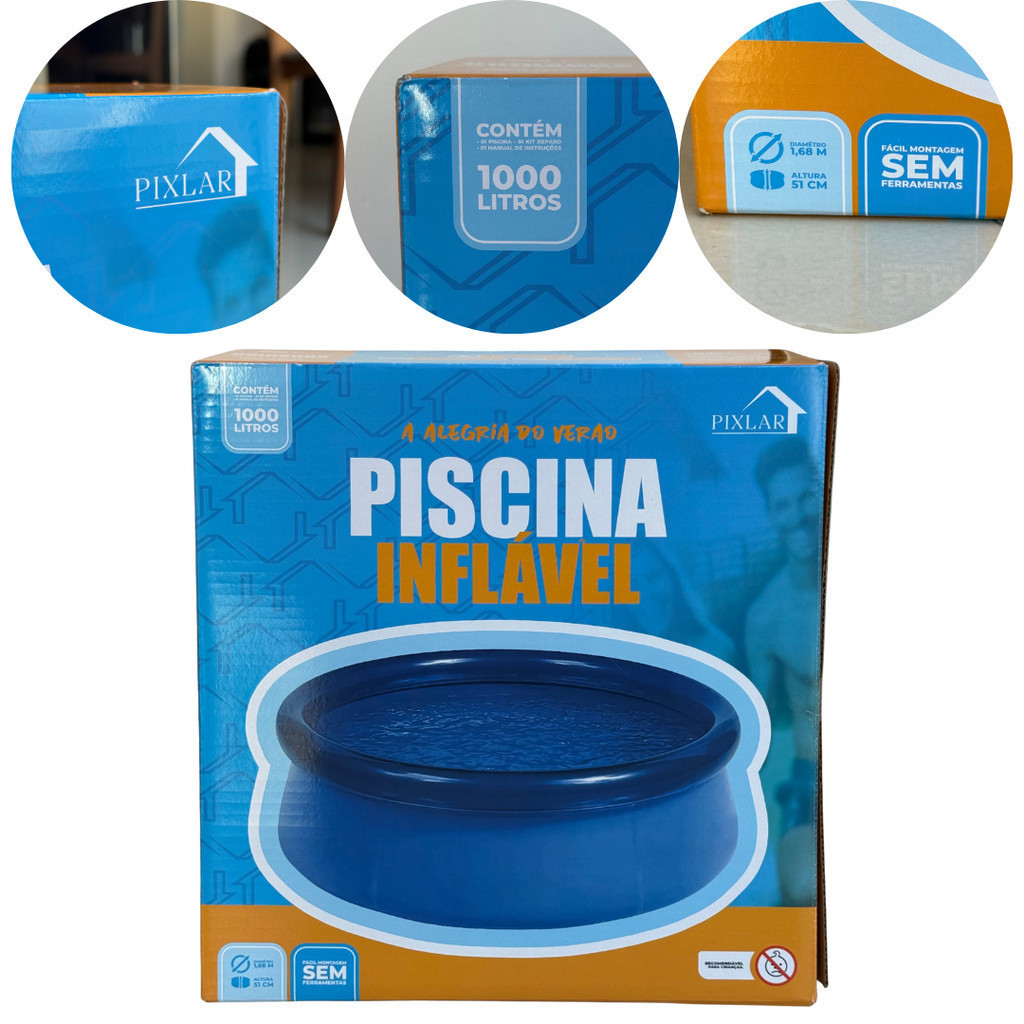 Piscina Borda Inflável Capacidade 1000 Litros Pixlar