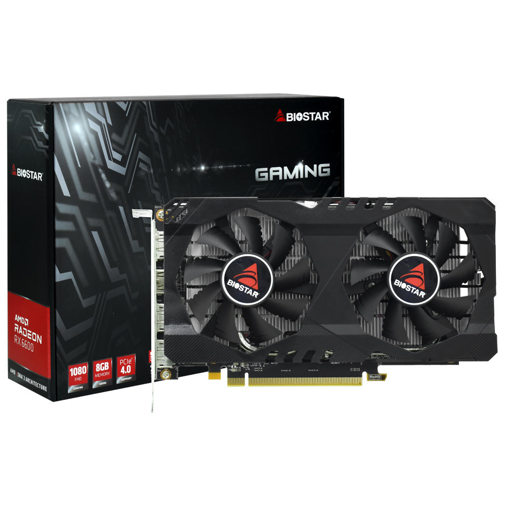 Placa de Vídeo Biostar AMD Radeon RX 6600, 8GB GDDR6, 128-Bit, Ray