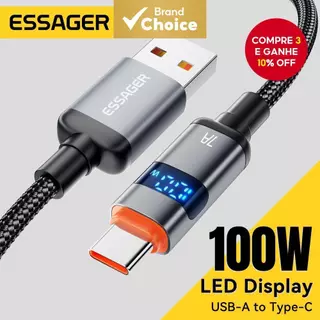 Essager Cabo USB-C para USB-C 100W 5A PD Carregamento Rápido Display Para Macbook Laptop iPad Xiaomi iPhone 15 em Oferta na Shopee