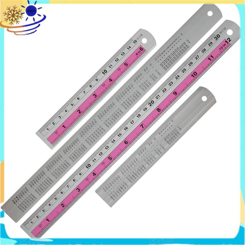 Conjunto De Régua De Metal De 12 + 6 Polegadas-Borda Reta Tem Medidas ...
