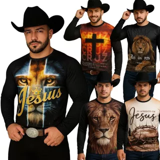 Camiseta Masculina e Feminina UV Estampa Religiosa Leão Judá Rei dos Reis King em Oferta na Shopee
