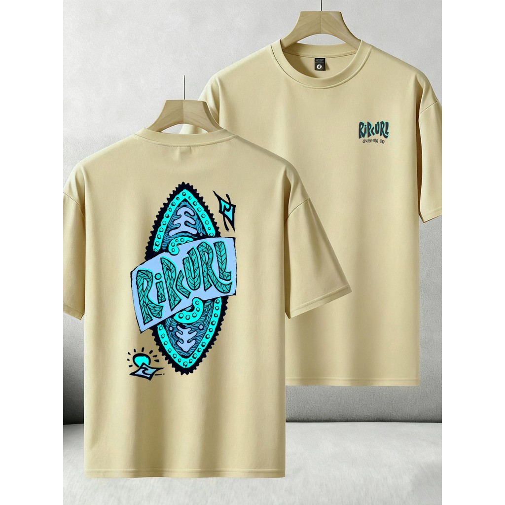 Camiseta Unissex de Surf & Skate com Estampa Folgado, Com Logo da