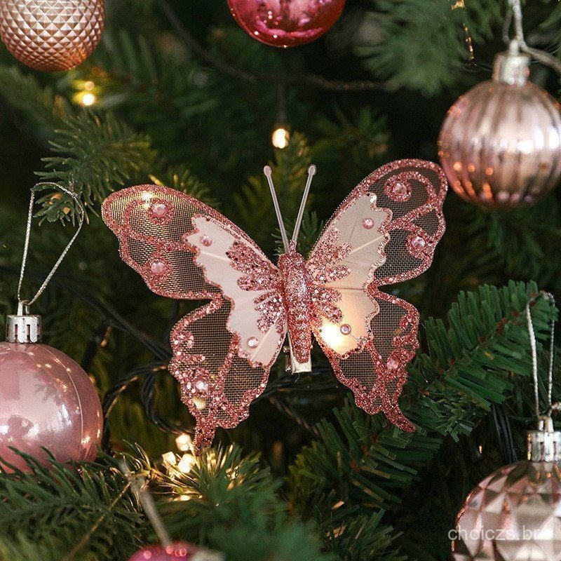 Novo Estilo Borboleta de Natal Decoração de Natal Enfeites de Árvore de ...