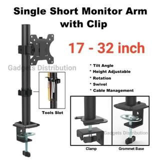 Suporte de mesa com braço articulado curto para monitor computador de 17 a 32 p