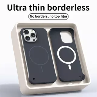 Ultra Fino PC Sem Moldura Magnética Caso Para iPhone 16 15 14 13 Pro Max Plus Dissipação De Calor Capa De Carga Fio