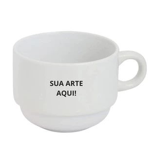 4 Xicara Cerâmica Branca 180ml Personalizada com nome ou logo ou personalização livre