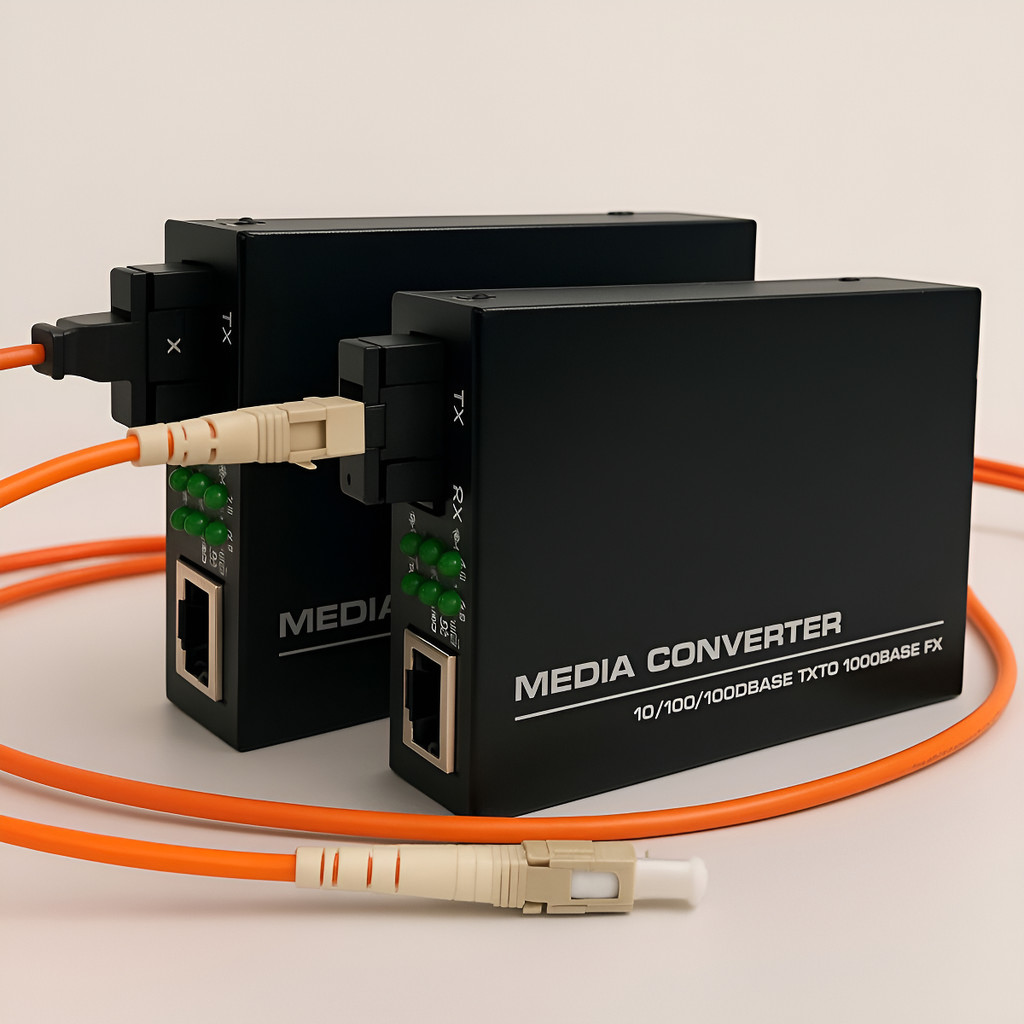 Conversor De Mídia Fibra Óptica Gigabit 10/100/1000mbps A/b | Shopee Brasil